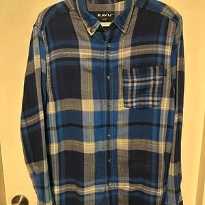 KAVU Men's Blue Plaid Shirt